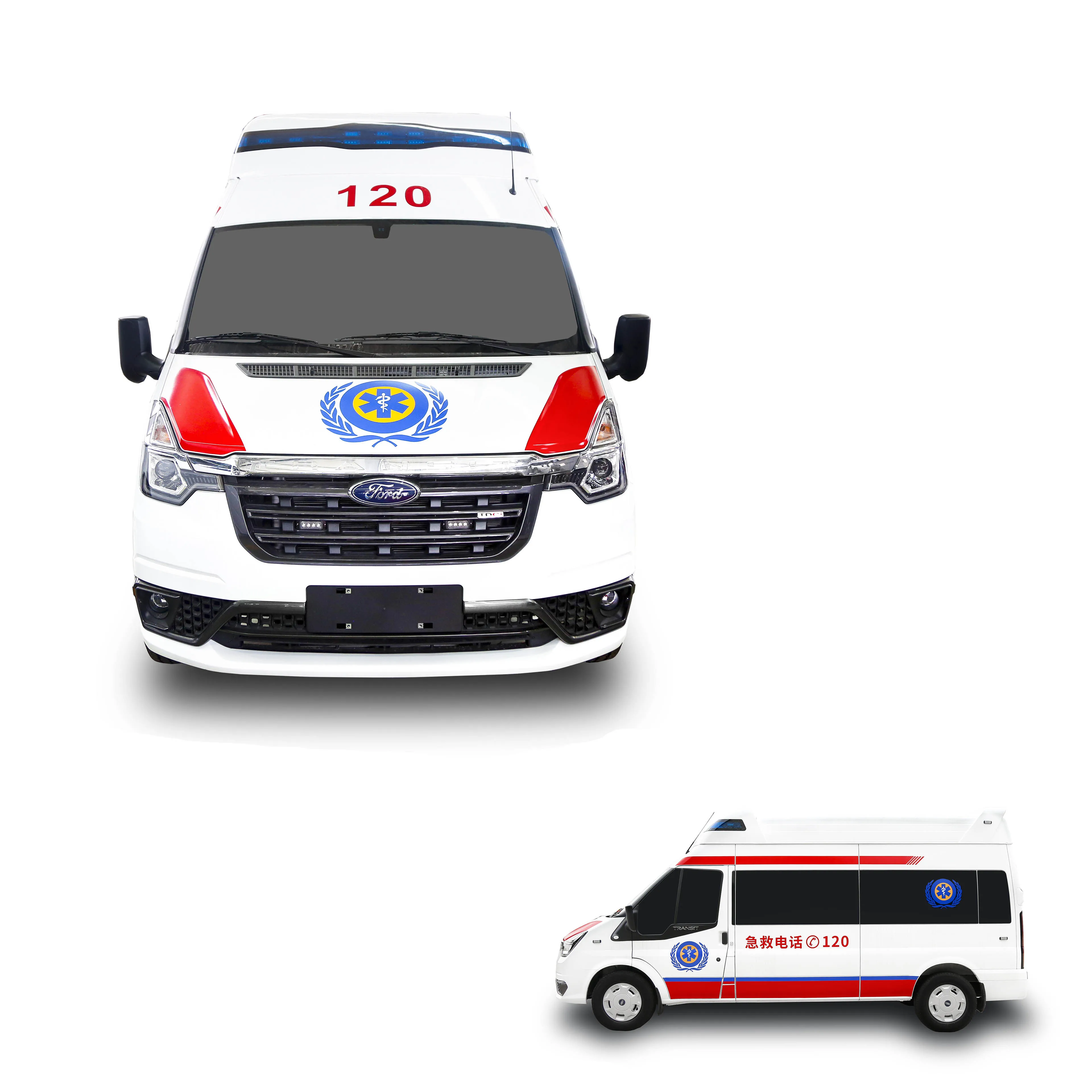 Transit V348 PRO Monitoring Ward Type Ambulance Car Professional ABS Interior Ambulance Vehicle Manufacturer in Stock