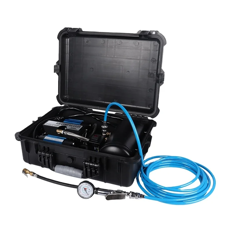 twin cylinders portable used car arb air compressor air ride suspension pump with 1 gallon tank in the bullet box
