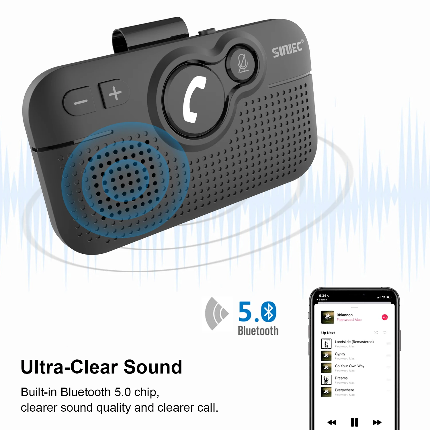  Лидер продаж 2021 amazon автомобильные комплекты с bluetooth динамик для мобильного телефона разговор по громкой