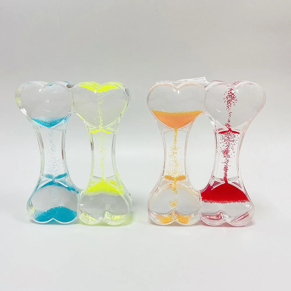 Novelty Liquid Double Heart Sand Timer Upside And Drip Water Hourglass For Children Toys