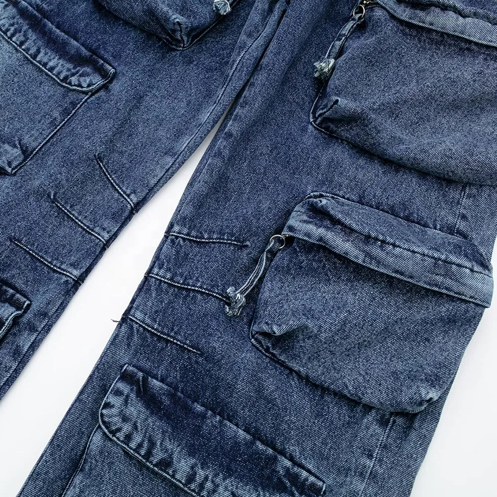 GDTEX ODM OEM jeans manufacturer women cargo pants with side pockets cargo jeans women