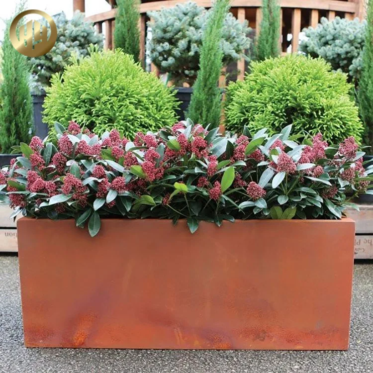 planters large outdoor Rectangular Metal Powder Coating Planter Decoration Plants Nursery