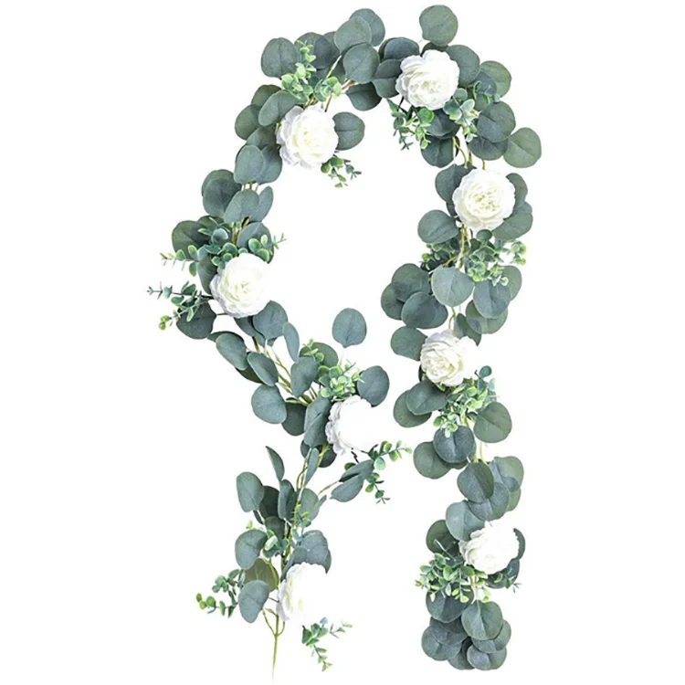 Artificial Eucalyptus Garland Faux Silk Eucalyptus Leaves Vines Handmade Garland Greenery Wedding Backdrop