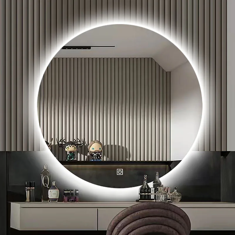 led backlit frameless lighted bathroom wall mirror Round Led Mirror diameter 60cm 80cm 100cm touch sensor switch for mirror