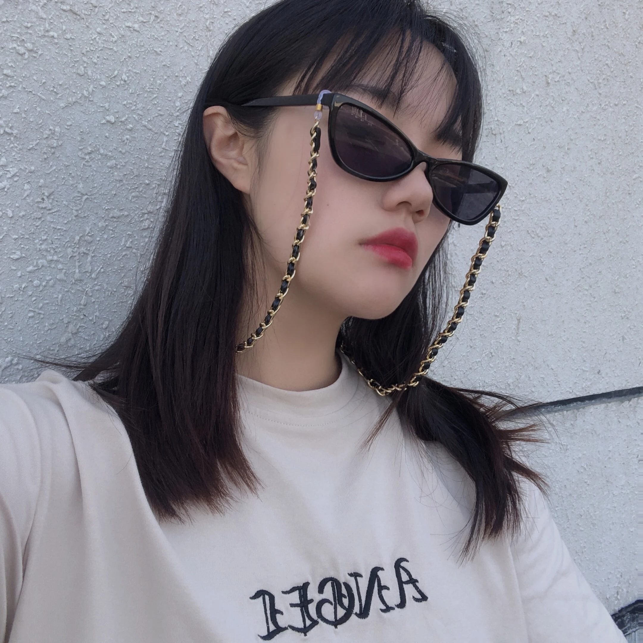 SHIXIN Fashion Glasses Chain Women Flocking Cloth Holder Rope Reading Double Cross Eye for