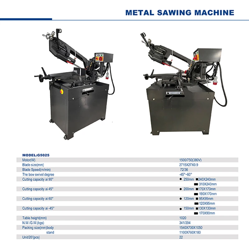 10' Portable mini metal cutting band saw machine price G5025