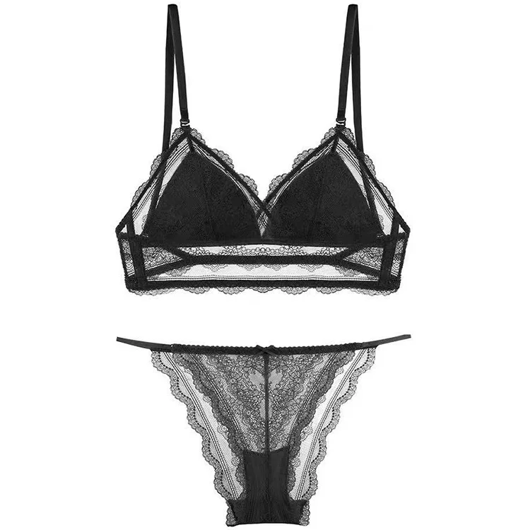 Full Lace Sexy Big Backless Wireless Bra Triangle Cup Comfortable Breathable Beauty Back Bra 2021 Wholesale New Wire Free Thongs