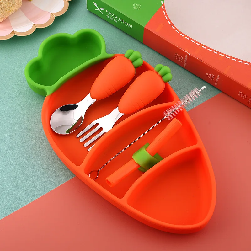 baby products 2021 trending dinnerware sets cutlery bib Plates baby spoon silicone bibs baby feeding set
