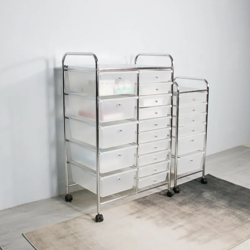 GMJ  Wholesale  Manufacturer Home Trolley Cabinet 15 Tier Plastic Storage Drawer Cart
