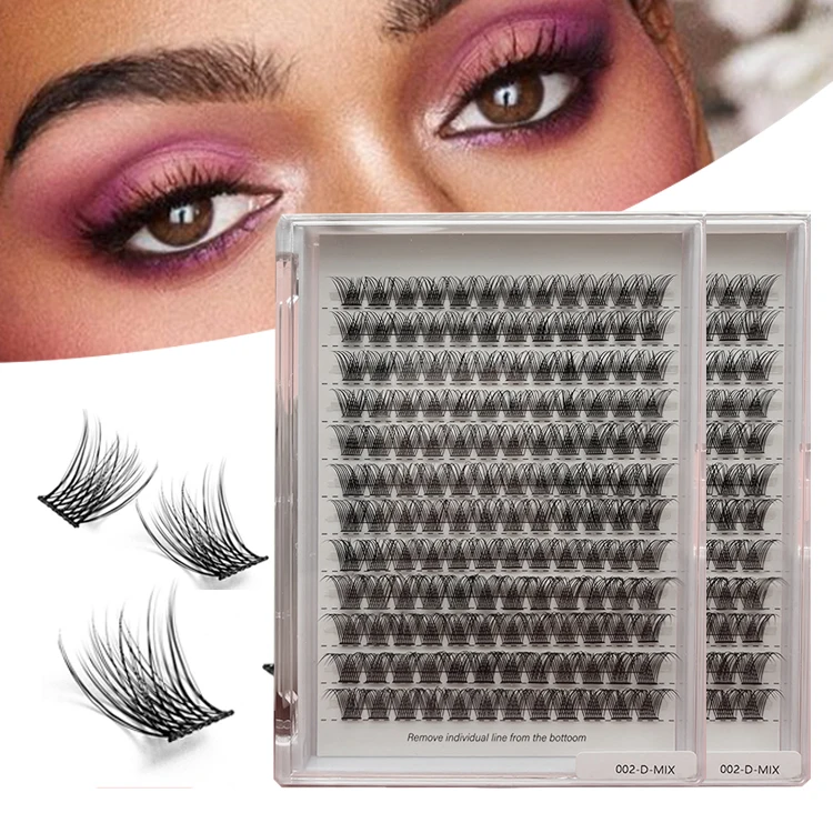 beauty Custom logo Segmented  cluster lashes kit individual lashes DIY cluster lashes eyelash curler