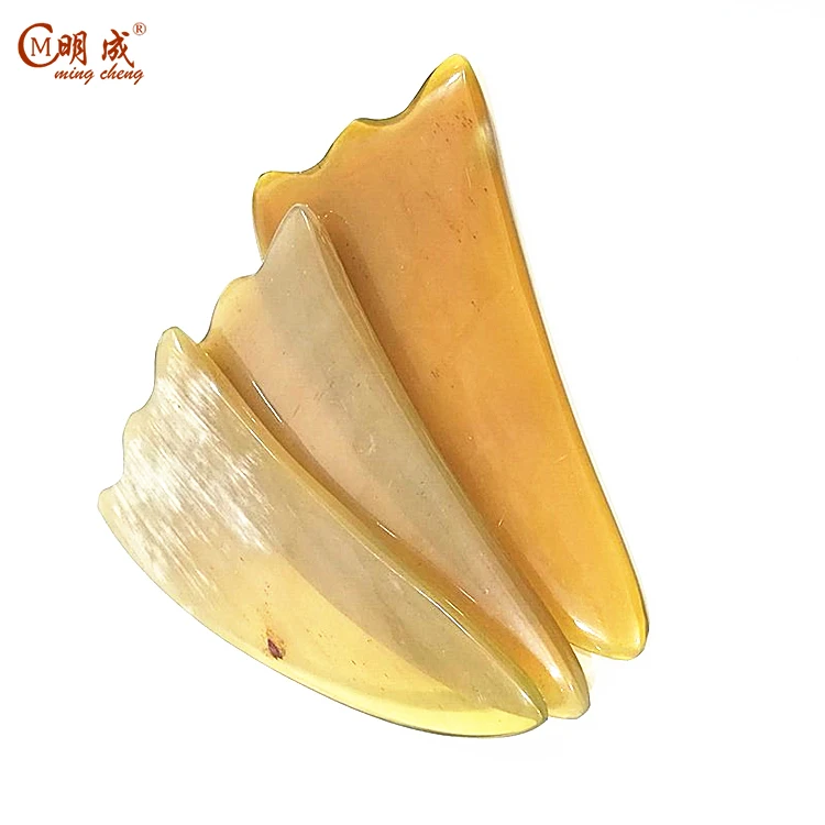 Quality white horn double groove triangle scraping tablet facial back scraping plate health and beauty guasha massage tool set