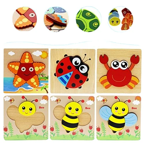 Yunhe 3D Cartoon Animal Jigsaw Puzzle Wooden Baby Stereoscopic Matching Educational Toy Kids Concentration Wooden Building Block