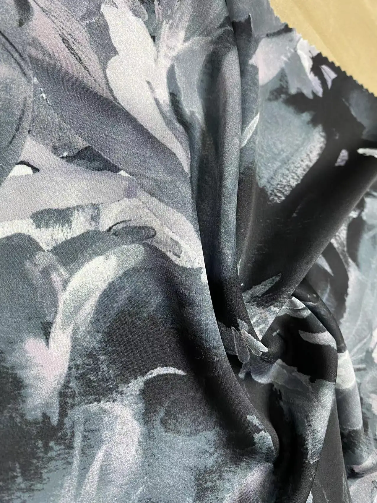 Ink painting style with digital printing fabric fashion design for spring clothes