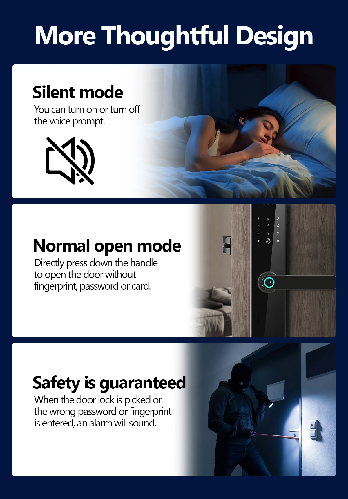 TUOAN TT-F9 2024 New Arrival Slim Smart Door Lock with Fingerprint TT lock Aluminum Alloy Electric Door Lock Smart