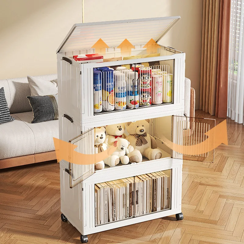 Foldable Storage Cabinet Multi-layer Multi-Functional Shelving with Wheels for Cabinet Clothing Debris Sorting