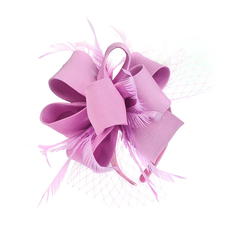 Flower Net Fascinator Headband Alice band Toon Purple Satin Fascinators Wedding Ladies horse race fascinators