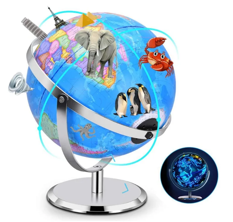 smart world globe Augmented Reality Educational World Geography, USB 2 in 1 LED Light, AR App Experience