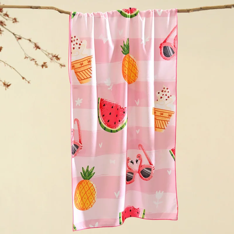 100% Microfiber Design Custom Beach Towel for Adults Quick Drying Soft & Striped with Floral Pattern Polyester Material