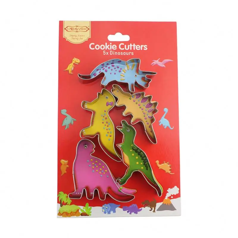Factory custom baking diy 5pcs/set kids dinosaur biscuit cookie cutter mold set 3d dessert fondant cake decorating mould