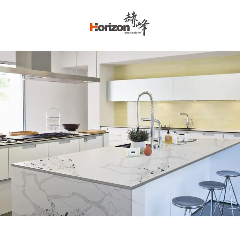 horizon faux stone panels 2cm 3cm calacatta chinese artificial marble kitchen countertops quartz slab