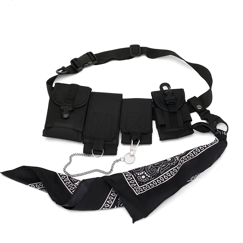 
Fashion streetwear functional tactical cross shoulder bags hip hop chest rig waist bag 