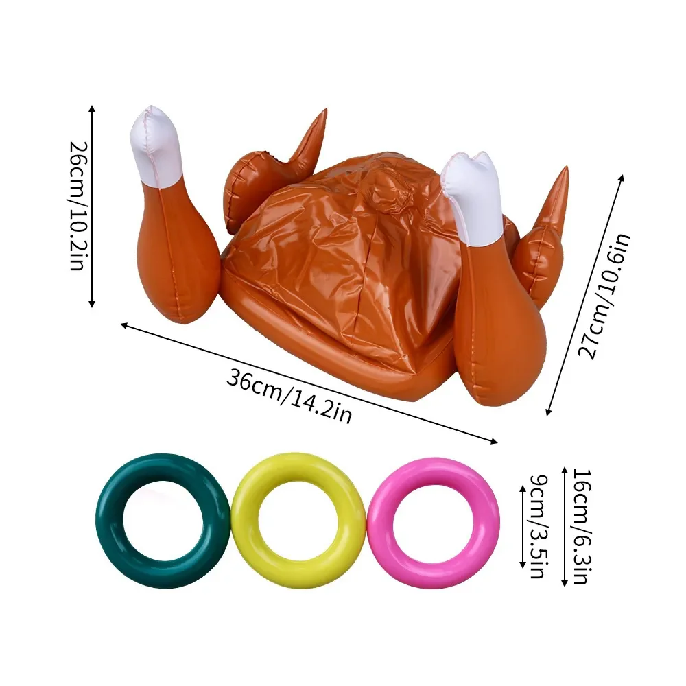 New Arrival Pvc Inflatable Christmas Decoration Grilled Chicken Leg Throwing Ring With 3 Ring