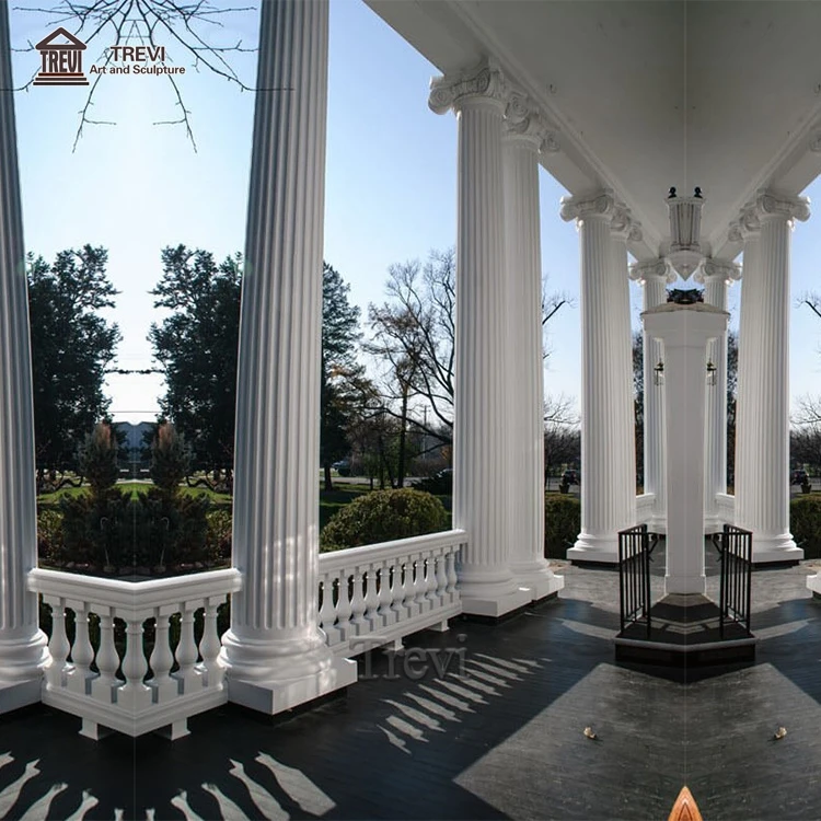 Indoor Outdoor Decorative Marble Round Pillar White Stone Roman Column for Sale