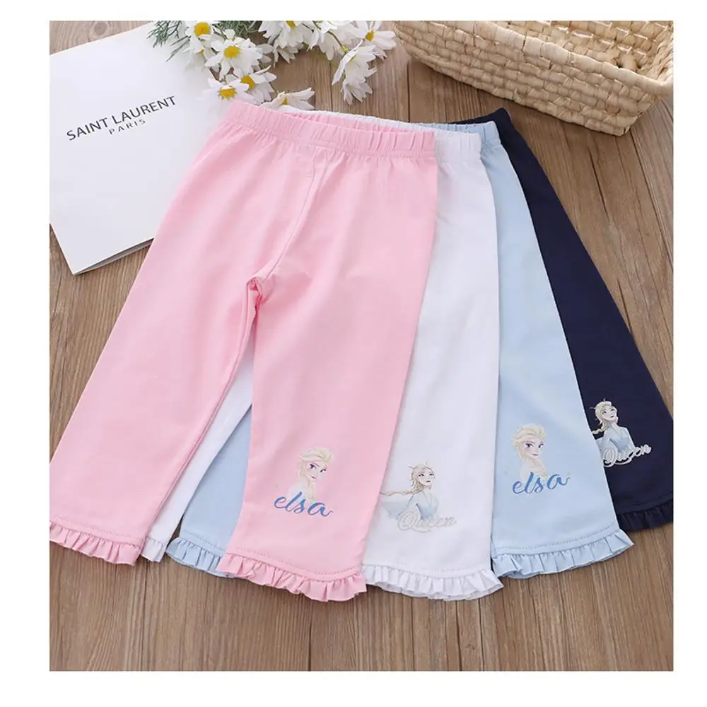 2024 Newest Kids Girls Tights Leggings White Pink Light Blue Dark Blue Ruffle Comfortable Stretch