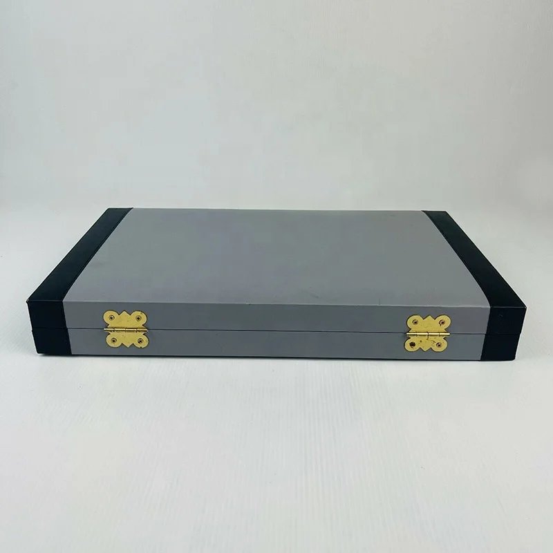 Deluxe 15-Inch Backgammon Set with Black Leatherette Case Stitched Chess Games Accessory