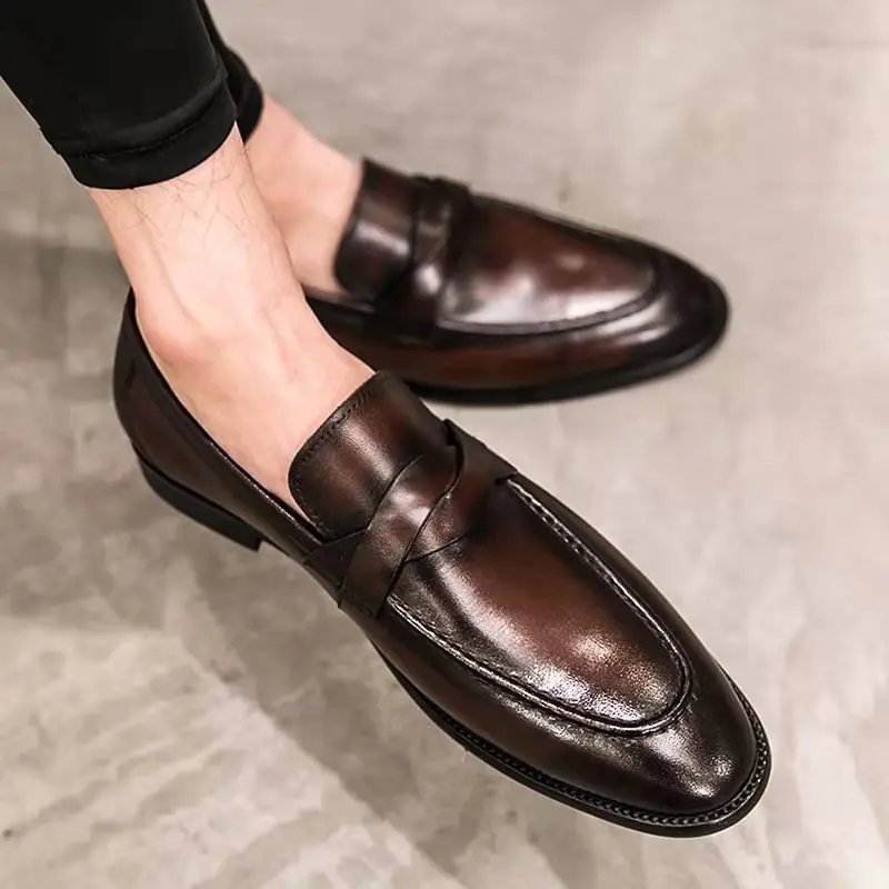 PU Leather Dress Shoes for Men Trendy Mens Office Shoes Breathable Casual Men Dress Shoes