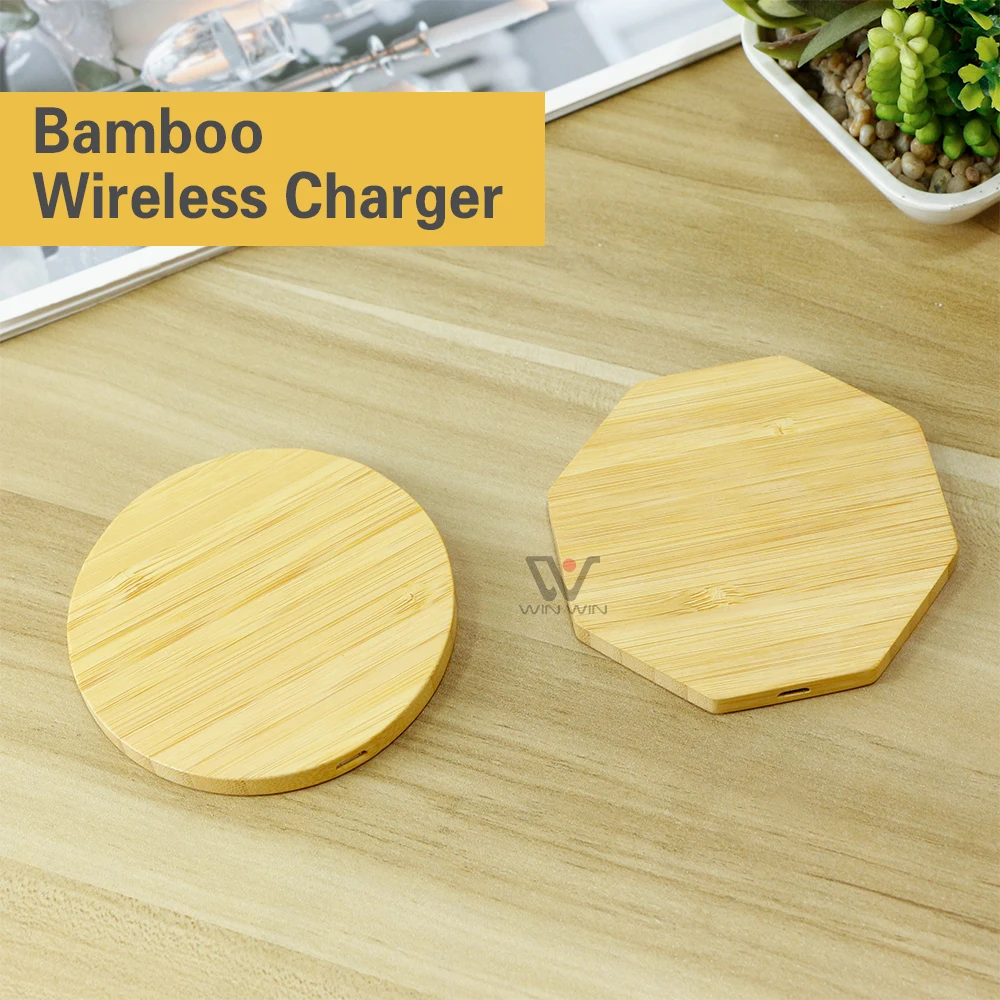 2023 New Products Design Bamboo Wood Stand Charger Eco-friendly 10w 15w Wireless Charger Mobile Quick Charging Pad