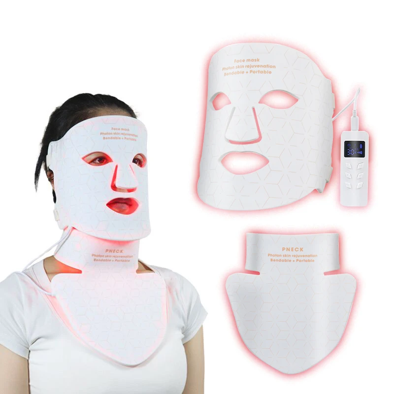 Factory Supply Flexible Silicone Led Face Neck Mask Red Light Photon Therapy Mask Skin Rejuvenation Anti-aging Led Facial Masks