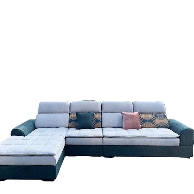 
Luxury Modern north european style velvet fabric corner 5 seater sofa set 