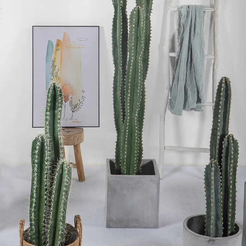 Potted Indoor Artificial Cactus Tree Faux Cactus Column Bonsai Plants