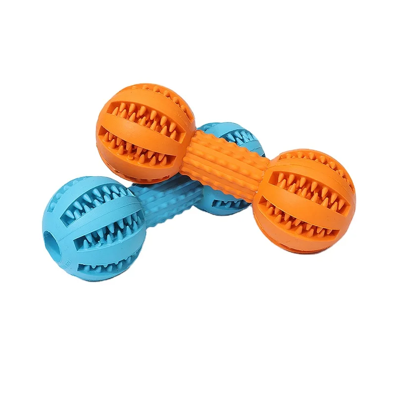 
Eco-friendly Molar Teeth Cleaning Dumbbell Shape Rubber dog chew toy ball 