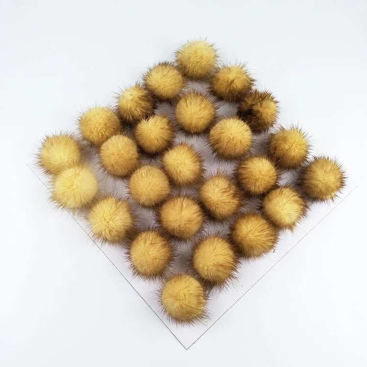 Wholesale factory quality mink fur pom poms spiky hairs mink fur balls 100% real mink fur pompons