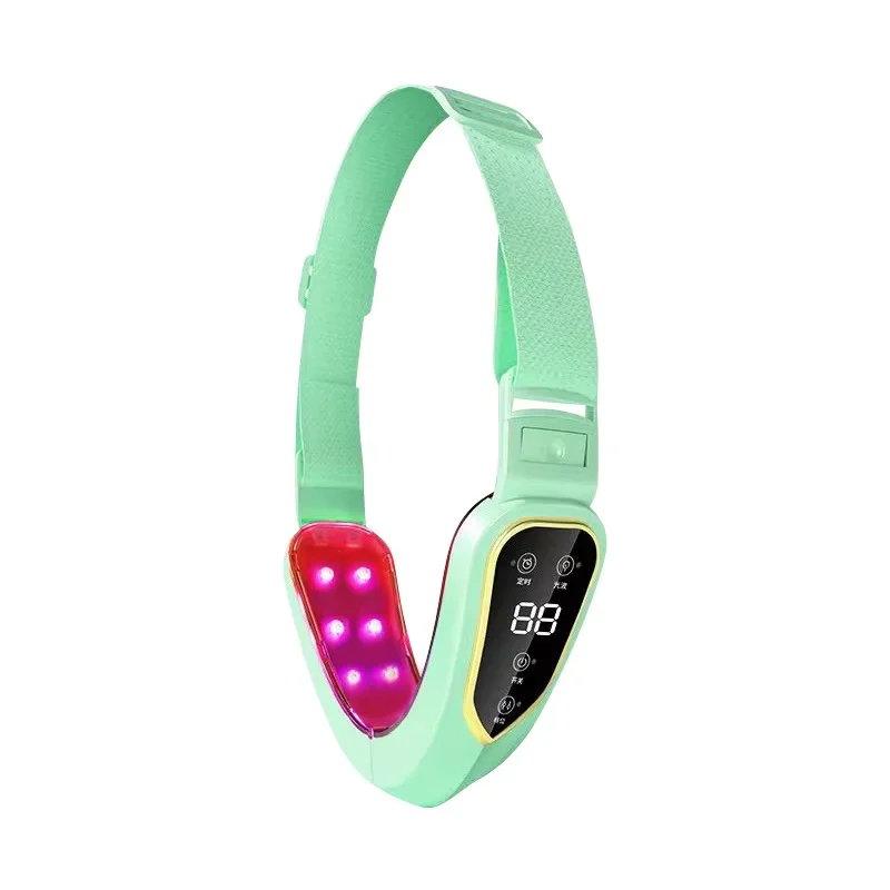ABS Electric V-Face LED Beauty Device Double Chin Massager with EMS Vibration for Facial Firming & Face Lifting USB Plug Type