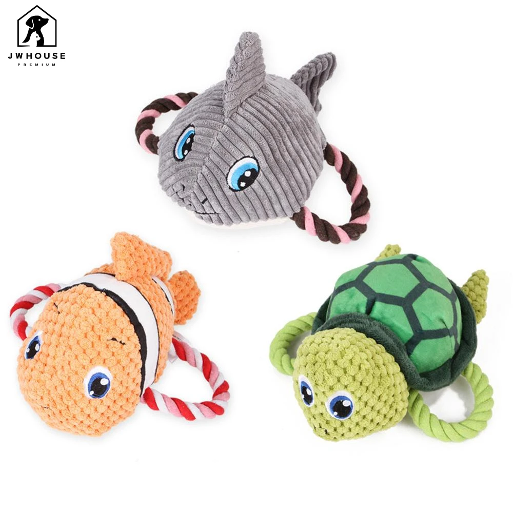 Dog Chew Toys Pet Puppy Squeaky Toy Cute Shark Toys Stuffed Squeaking Animals Plush Tortoise Training Squirrel Pet Supplies