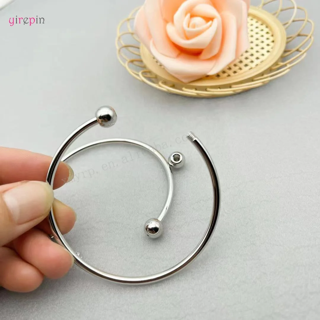 New models Rotate ball Wholesale New Stainless Steel Bracelet DIY Jewelry Fit Charm Beads Open Cuff Bracelet For Women