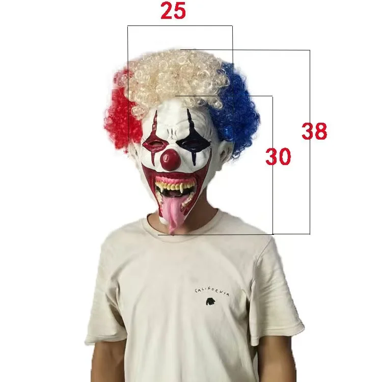 Wholesales Horror Clown Mask with Wig Latex Scary Halloween Carnival Scary Clown Costume Full Head Mask For Disguised Party Prop
