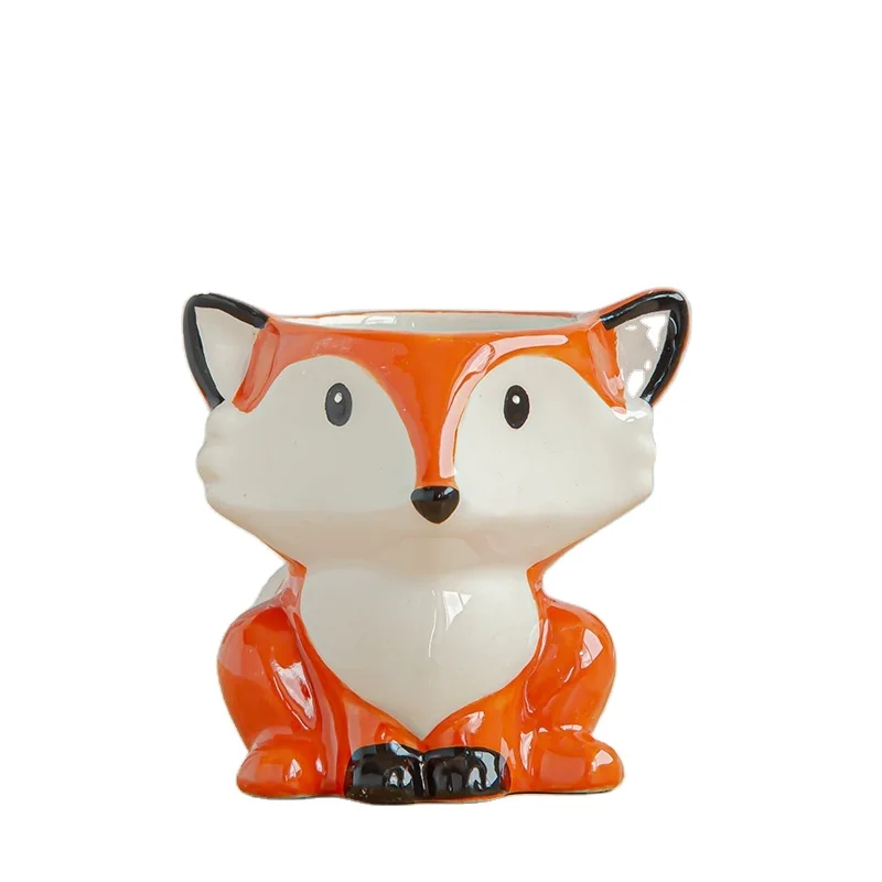 cheap animal ceramic Succulent Pots Small Ceramic Flower Planter Pot Plant Holder Container with Drainage Hole and Bamboo Tray