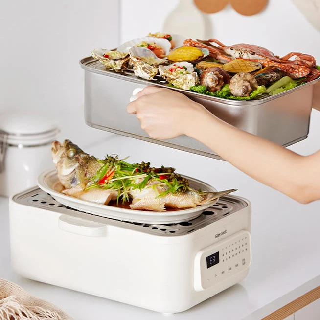 Multi-purpose 2-layer Electric Steamer Cooker 18L Fast Heating Stainless Steel Electric Food Steamer