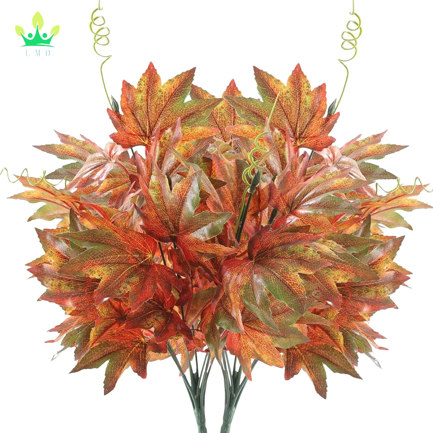 Artificial Silk Maple Leaf Shrubs Bushes Autumn Faux Plants with Stem for Indoor Outdoor Home Kitchen Wedding Thanksgiving Decor