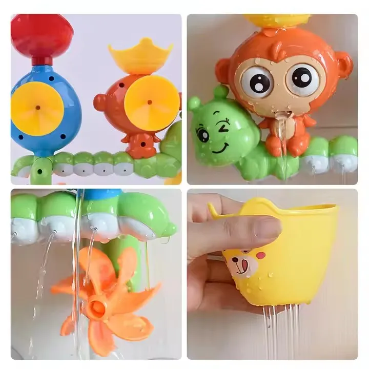 Hot Sales Lovely Monkey Turning Bathtub Sprinkler Rotating Water Baby toddler cartoon toys New Born Baby Bathing Toys