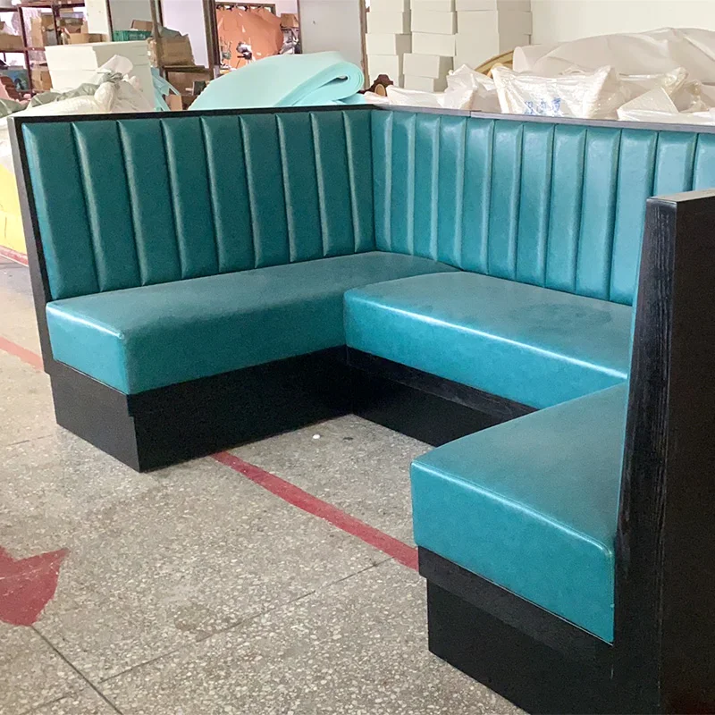 New Trend Cafe Table Set Restaurant Chairs Metal Commercial Restaurant Booths with Tables Wooden Wood Modern Solid PU Leather