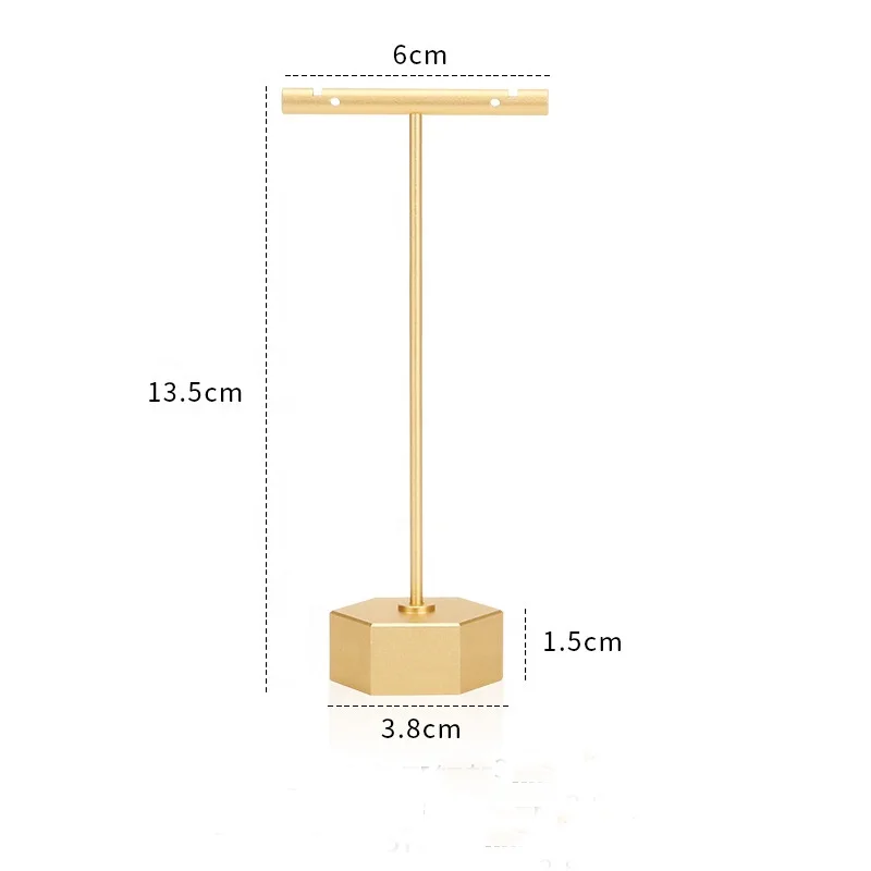 Top quality gold T bar metal jewelry display stands earring holder stand display for shop