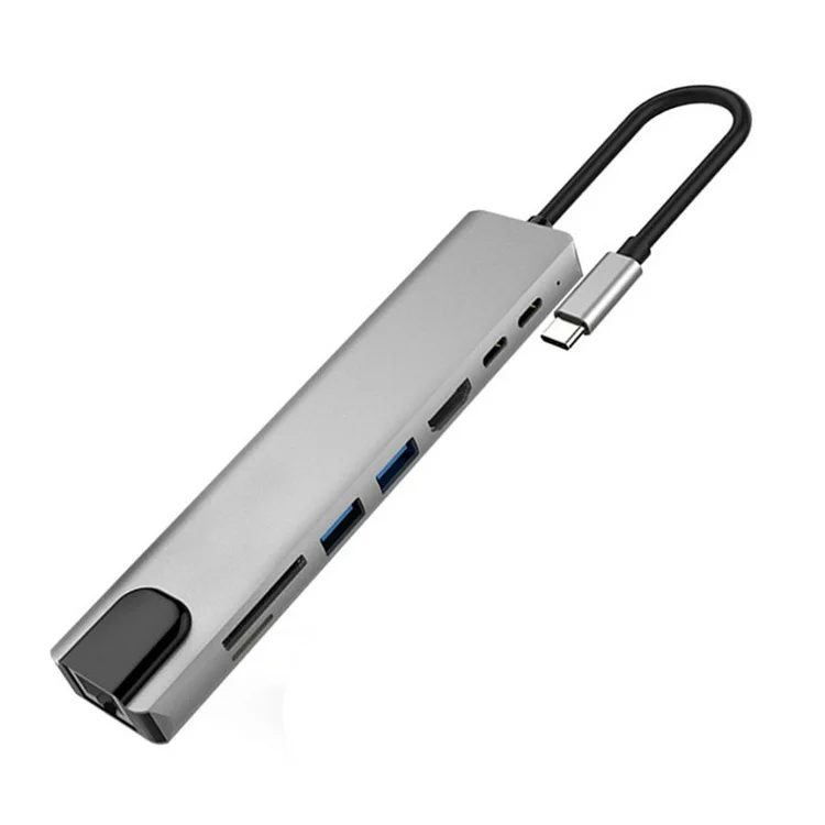 Ступица док-станции 8 в 1 с USB 3,0 SD HDMI USB3.0 PD TF RJ45 для Macbook 4k