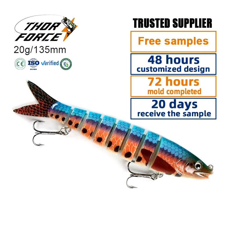 THORFORCE Wholesale 135mm25g Hard Body Bait Jointed Multi-Jointed Segment Abs Bait Fishing Lure for bass fish