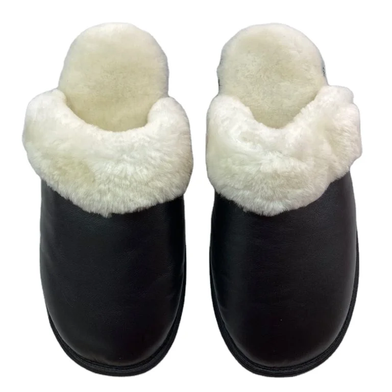 Indoor Fur Slippers Leahter Australian Sheepskin EVA Outsole Natural fur 100% Color Slippers For Home
