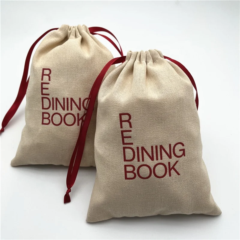 High Quality Cream Cotton Linen Drawstring Bag For Jewelry Gift Eco-friendly Soft Linen Packaging Dust Cotton Pouch For Cosmetic